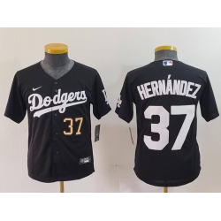 Youth Los Angeles Dodgers 37 Teoscar Hernandez Black Stitched Baseball Jersey 3