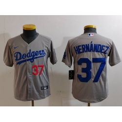 Youth Los Angeles Dodgers 37 Teoscar Hernandez Grey Stitched Baseball Jersey 2