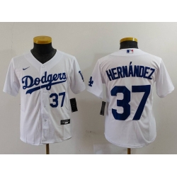 Youth Los Angeles Dodgers 37 Teoscar Hernandez White Stitched Baseball Jersey 2