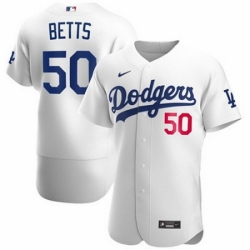 Youth Los Angeles Dodgers 50 Mookie Betts Men Nike White Flex Base MLB Jersey