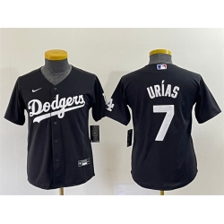 Youth Los Angeles Dodgers 7 Julio Urias Black Stitched Baseball Jersey