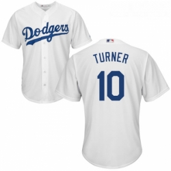 Youth Majestic Los Angeles Dodgers 10 Justin Turner Replica White Home Cool Base MLB Jersey