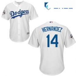 Youth Majestic Los Angeles Dodgers 14 Enrique Hernandez Replica White Home 2017 World Series Bound Cool Base MLB Jersey