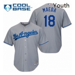 Youth Majestic Los Angeles Dodgers 18 Kenta Maeda Authentic Grey Road Cool Base MLB Jersey