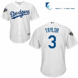 Youth Majestic Los Angeles Dodgers 3 Chris Taylor Authentic White Home Cool Base 2018 World Series MLB Jersey 