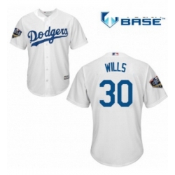 Youth Majestic Los Angeles Dodgers 30 Maury Wills Authentic White Home Cool Base 2018 World Series MLB Jersey