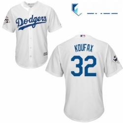 Youth Majestic Los Angeles Dodgers 32 Sandy Koufax Authentic White Home 2017 World Series Bound Cool Base MLB Jersey