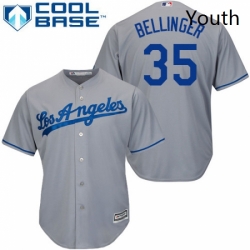 Youth Majestic Los Angeles Dodgers 35 Cody Bellinger Replica Grey Road Cool Base MLB Jersey