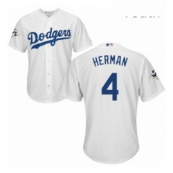 Youth Majestic Los Angeles Dodgers 4 Babe Herman Authentic White Home 2017 World Series Bound Cool Base MLB Jersey