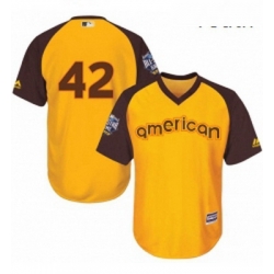 Youth Majestic Los Angeles Dodgers 42 Jackie Robinson Authentic Yellow 2016 All Star American League BP Cool Base MLB Jersey