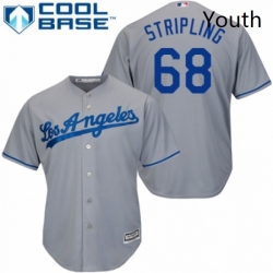 Youth Majestic Los Angeles Dodgers 68 Ross Stripling Authentic Grey Road Cool Base MLB Jersey 