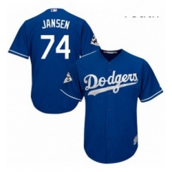 Youth Majestic Los Angeles Dodgers 74 Kenley Jansen Authentic Royal Blue Alternate 2017 World Series Bound Cool Base MLB Jersey