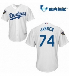 Youth Majestic Los Angeles Dodgers 74 Kenley Jansen Authentic White Home Cool Base 2018 World Series MLB Jersey