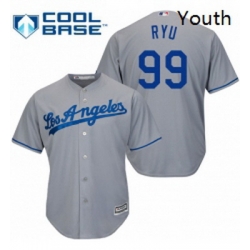 Youth Majestic Los Angeles Dodgers 99 Hyun Jin Ryu Authentic Grey Road Cool Base MLB Jersey