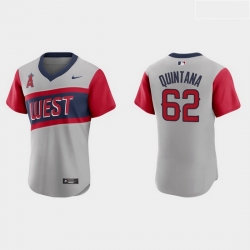 Men Los Angeles Angels 62 Jose Quintana Men Nike Gray 2021 Little League Classic Authentic MLB Jersey