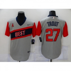 Men's Los Angeles Angels of Anaheim #27 Mike Trout Grey Flex Base Authentic Jersey