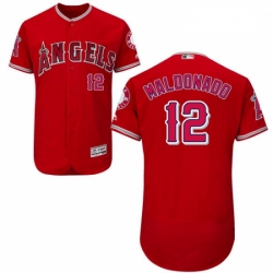 Mens Majestic Los Angeles Angels of Anaheim 12 Martin Maldonado Red Alternate Flexbase Authentic Collection MLB Jersey