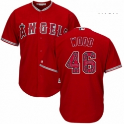 Mens Majestic Los Angeles Angels of Anaheim 46 Blake Wood Authentic Red Team Logo Fashion Cool Base MLB Jersey 