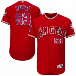 Mens Majestic Los Angeles Angels of Anaheim 53 Blake Parker Red Alternate Flex Base Authentic Collection MLB Jersey