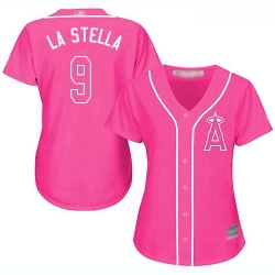 Angels #9 Tommy La Stella Pink Fashion Women Stitched Baseball Jersey