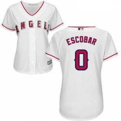 Womens Majestic Los Angeles Angels of Anaheim 0 Yunel Escobar Replica White Home Cool Base MLB Jersey 