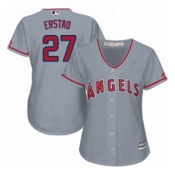 Womens Majestic Los Angeles Angels of Anaheim 27 Darin Erstad Authentic Grey Road Cool Base MLB Jersey 