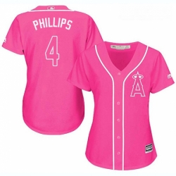 Womens Majestic Los Angeles Angels of Anaheim 4 Brandon Phillips Authentic Pink Fashion MLB Jersey 