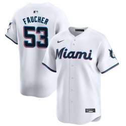Men Miami Marlins 53 Calvin Faucher White Home Limited Stitched Baseball Jersey