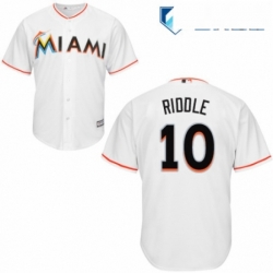 Mens Majestic Miami Marlins 10 JT Riddle Replica White Home Cool Base MLB Jersey 