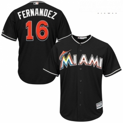 Mens Majestic Miami Marlins 16 Jose Fernandez Replica Black Alternate 2 Cool Base MLB Jersey