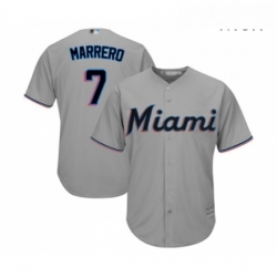 Mens Miami Marlins 7 Deven Marrero Replica Grey Road Cool Base Baseball Jersey 