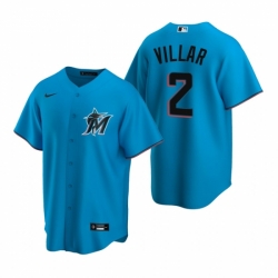 Mens Nike Miami Marlins 2 Jonathan Villar Blue Alternate Stitched Baseball Jersey