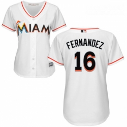 Womens Majestic Miami Marlins 16 Jose Fernandez Replica White Home Cool Base MLB Jersey