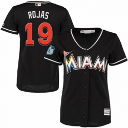 Womens Majestic Miami Marlins 19 Miguel Rojas Authentic Black Alternate 2 Cool Base MLB Jersey 