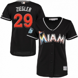 Womens Majestic Miami Marlins 29 Brad Ziegler Replica Black Alternate 2 Cool Base MLB Jersey 