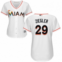 Womens Majestic Miami Marlins 29 Brad Ziegler Replica White Home Cool Base MLB Jersey 