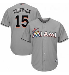 Youth Majestic Miami Marlins 15 Brian Anderson Replica Grey Road Cool Base MLB Jersey 