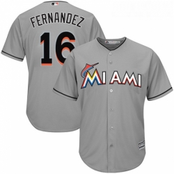 Youth Majestic Miami Marlins 16 Jose Fernandez Replica Grey Road Cool Base MLB Jersey