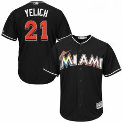 Youth Majestic Miami Marlins 21 Christian Yelich Replica Black Alternate 2 Cool Base MLB Jersey