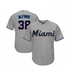 Youth Miami Marlins 38 Jorge Alfaro Replica Grey Road Cool Base Baseball Jersey 