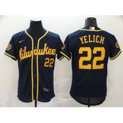 Brewers 22 Christian Yelich Navy Nike 2020 Flexbase Jersey