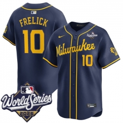 Men Milwaukee Brewers  10 Sal Frelick Navy 2026 World Series Alternate Limited Stitched Baseball Jersey
