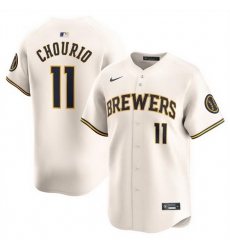 Men Milwaukee Brewers 11 Jackson Chourio Cream 2024 Home Limited Stitched Baseball Jersey