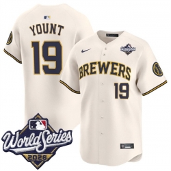 Men Milwaukee Brewers  19 Robin Yount Cream 2026 World Series Limited Stitched Baseball Jersey