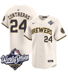 Men Milwaukee Brewers  24 William Contreras Cream 2026 World Series Limited Stitched Baseball Jersey