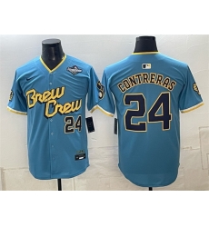 Men Milwaukee Brewers 24 William Contreras Powder Blue 2026 World Series City Connect Limited Stitched Baseball Jersey Men Milwaukee Brewers 24 William Contreras Powder Blue 2026 World Series City Connect Limited Stitched Baseball Jersey