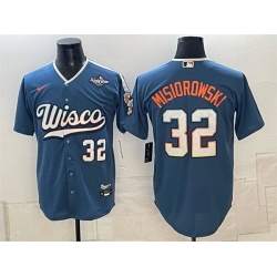 Men Milwaukee Brewers  32 Jacob Misiorowski Mineral Blue 2026 World Series City Connect Stadium Stitched Baseball Jersey