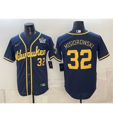 Men Milwaukee Brewers 32 Jacob Misiorowski Navy 2026 NLCS Patch Stitched Baseball Jersey Men Milwaukee Brewers 32 Jacob Misiorowski Navy 2026 NLCS Patch Stitched Baseball Jersey