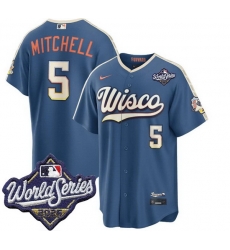 Men Milwaukee Brewers 5 Garrett Mitchell Nike 2026 World Series City Connect Stitched Baseball Jersey