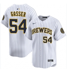 Men Milwaukee Brewers 54 robert gasser White Stitched Baseball Jersey